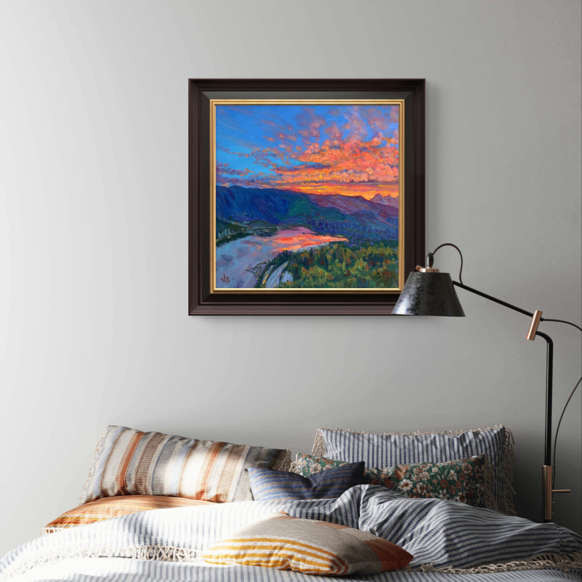 A New Day — Dallas Deng oil painting, interior wall view, light and calm.