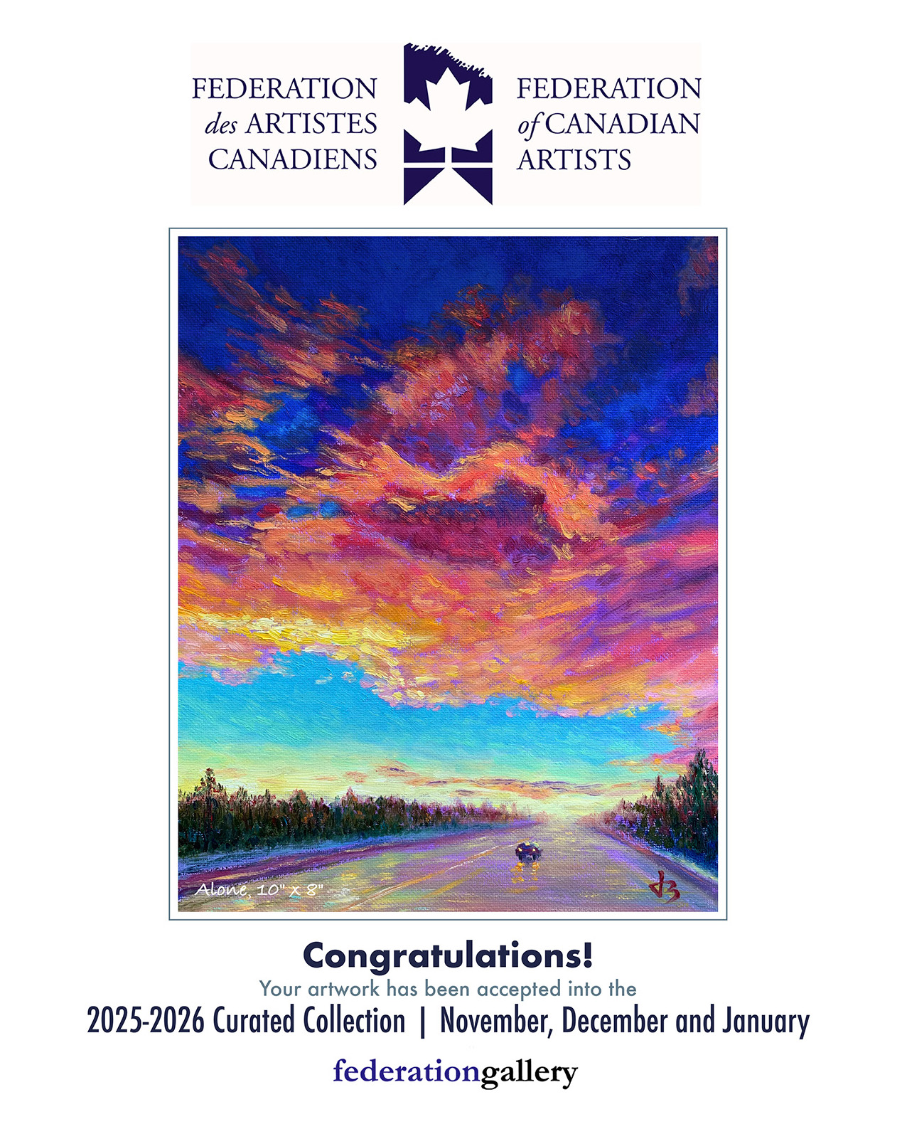 Alone — Dallas Deng oil painting, exhibition display, light and calm.