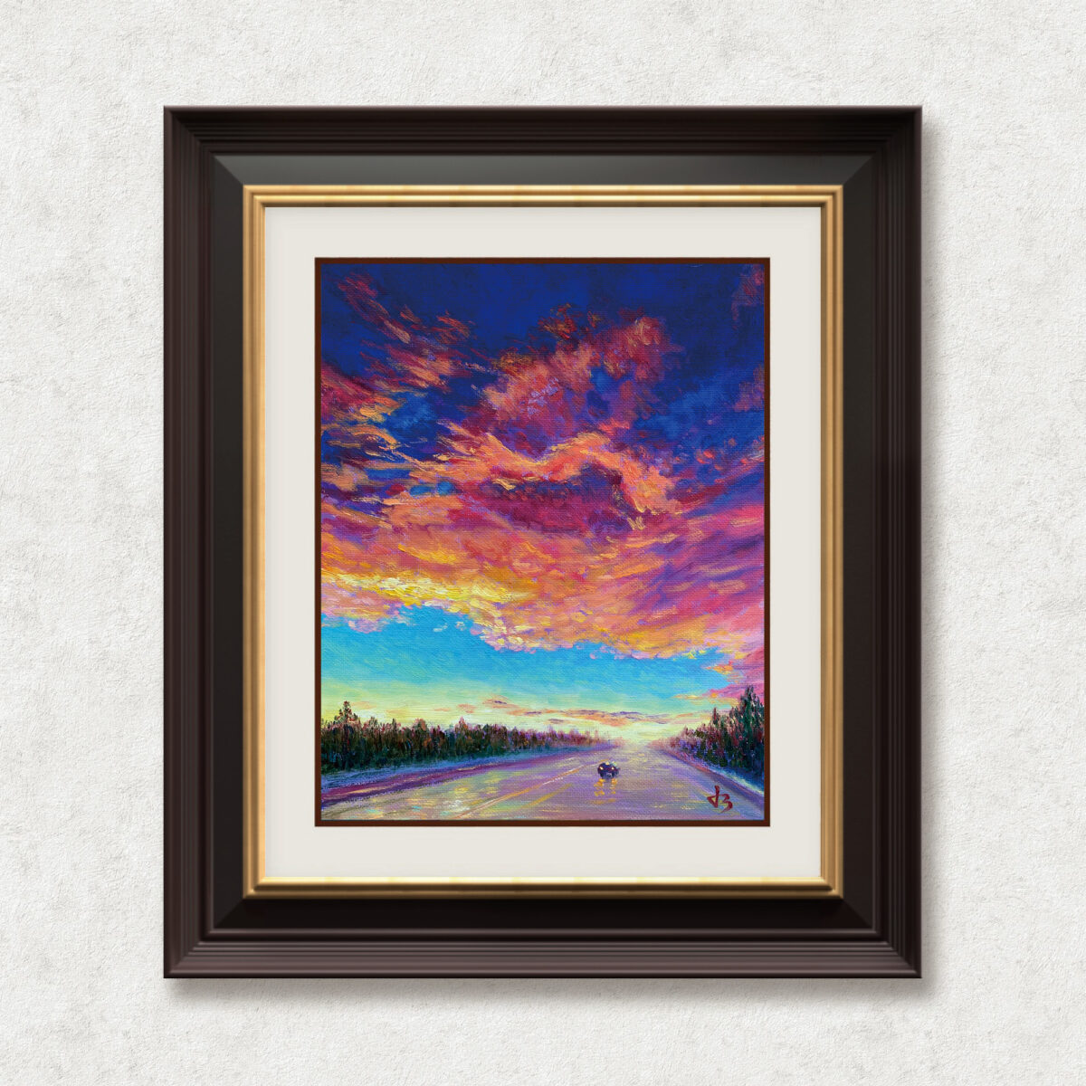 Alone — Dallas Deng oil painting, framed view, light and calm.