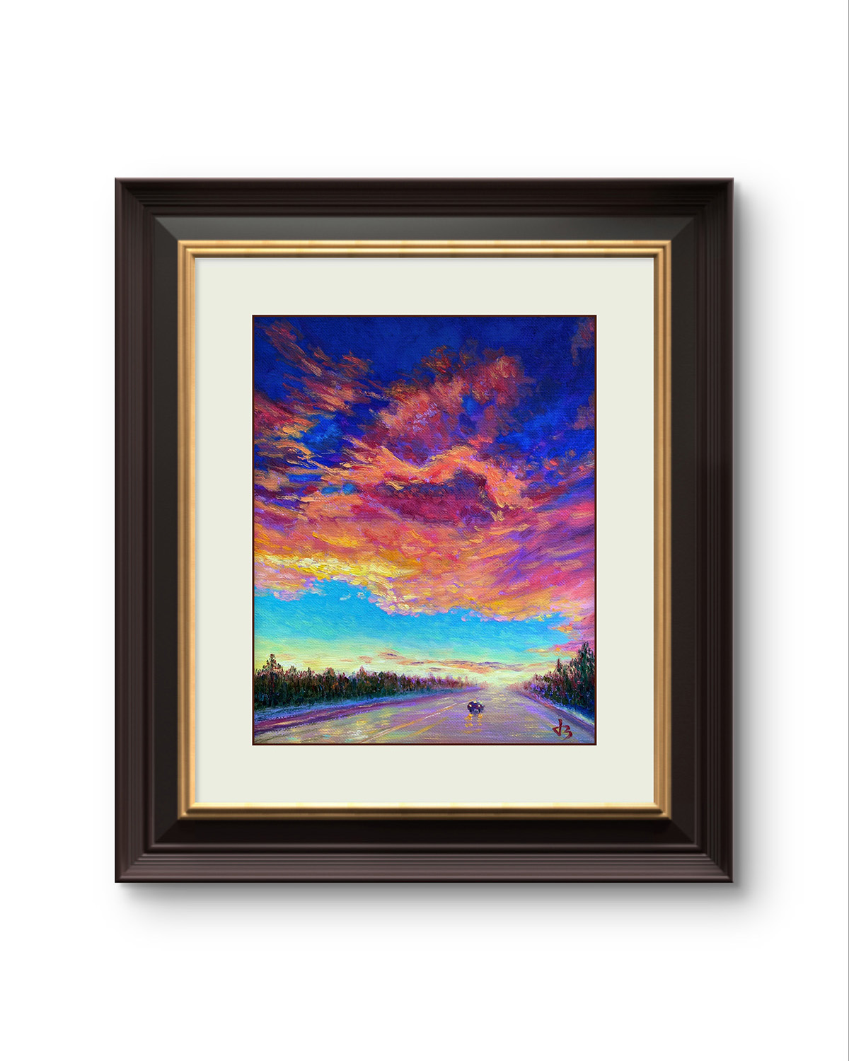 Alone — Dallas Deng oil painting, framed view, light and calm.