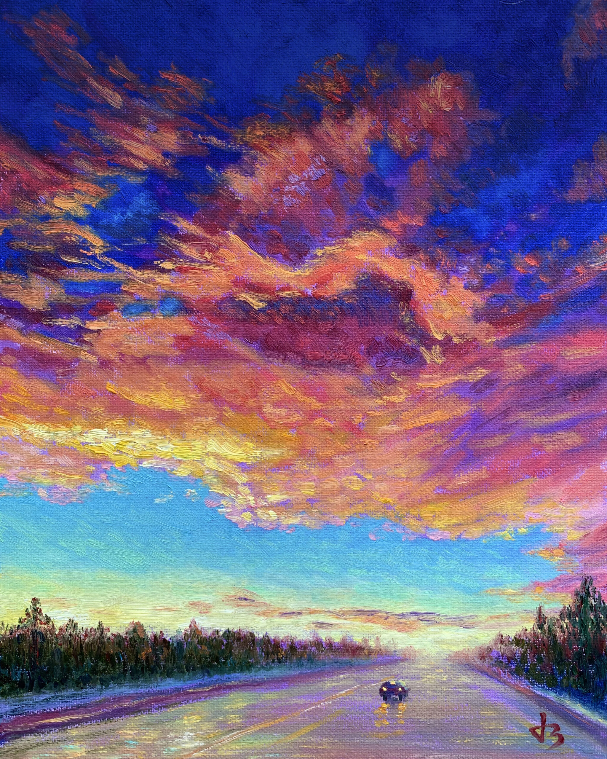 Alone — Dallas Deng landscape oil painting, light and calm.