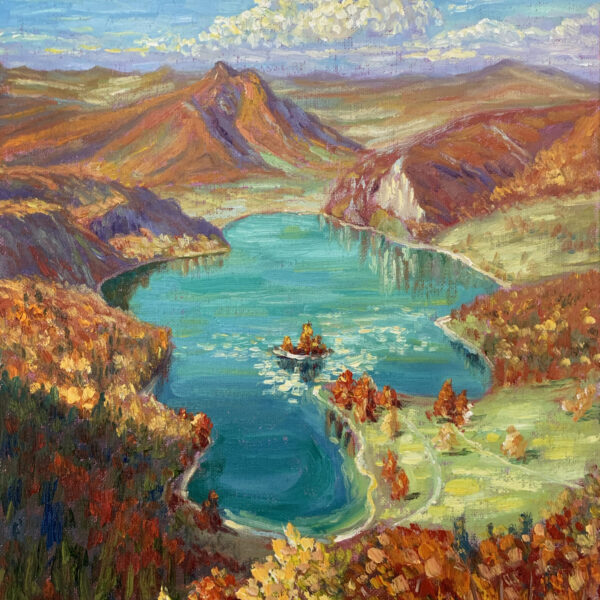 Autumns Mirror — Dallas Deng landscape oil painting, light and calm.