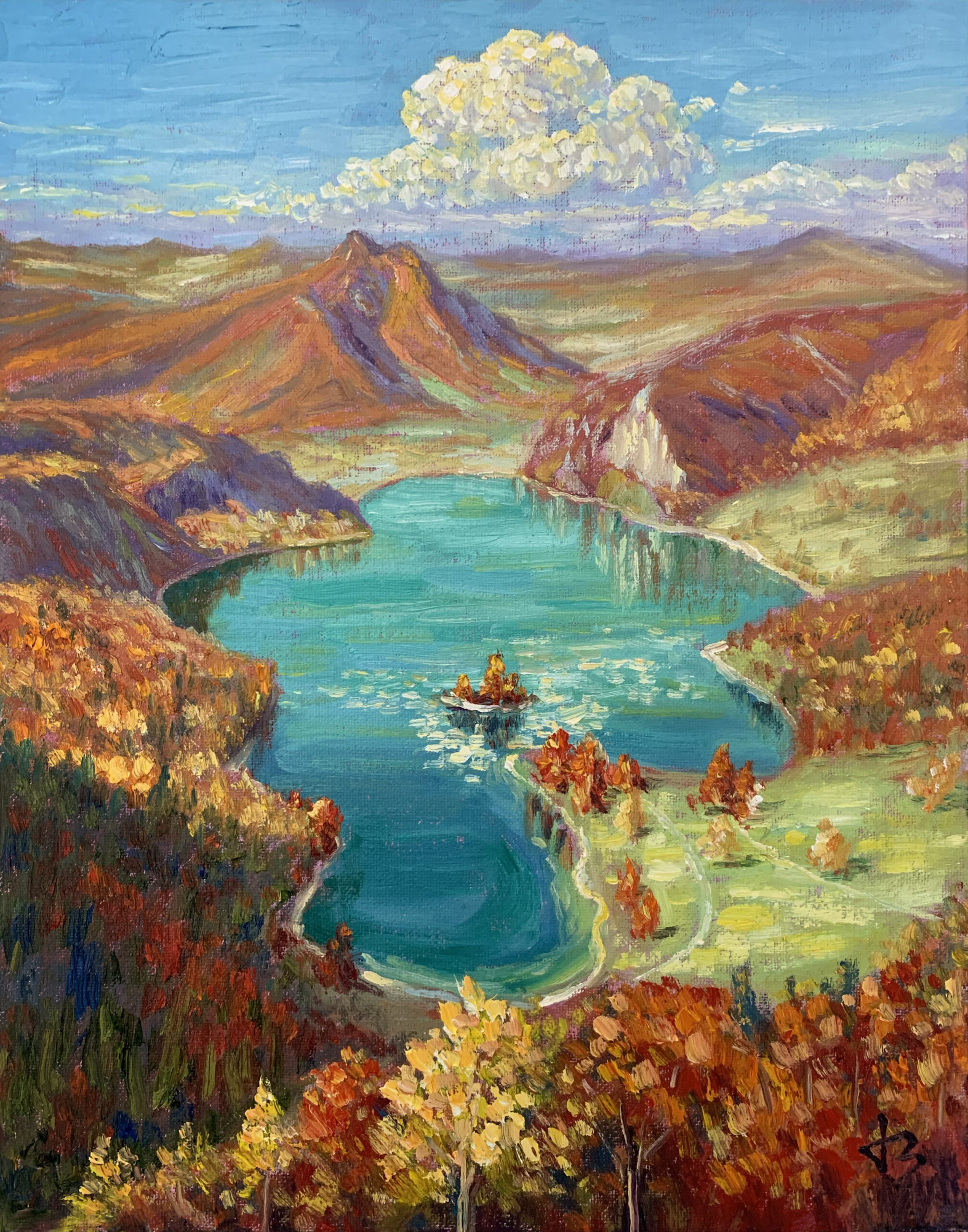 Autumns Mirror — Dallas Deng landscape oil painting, light and calm.