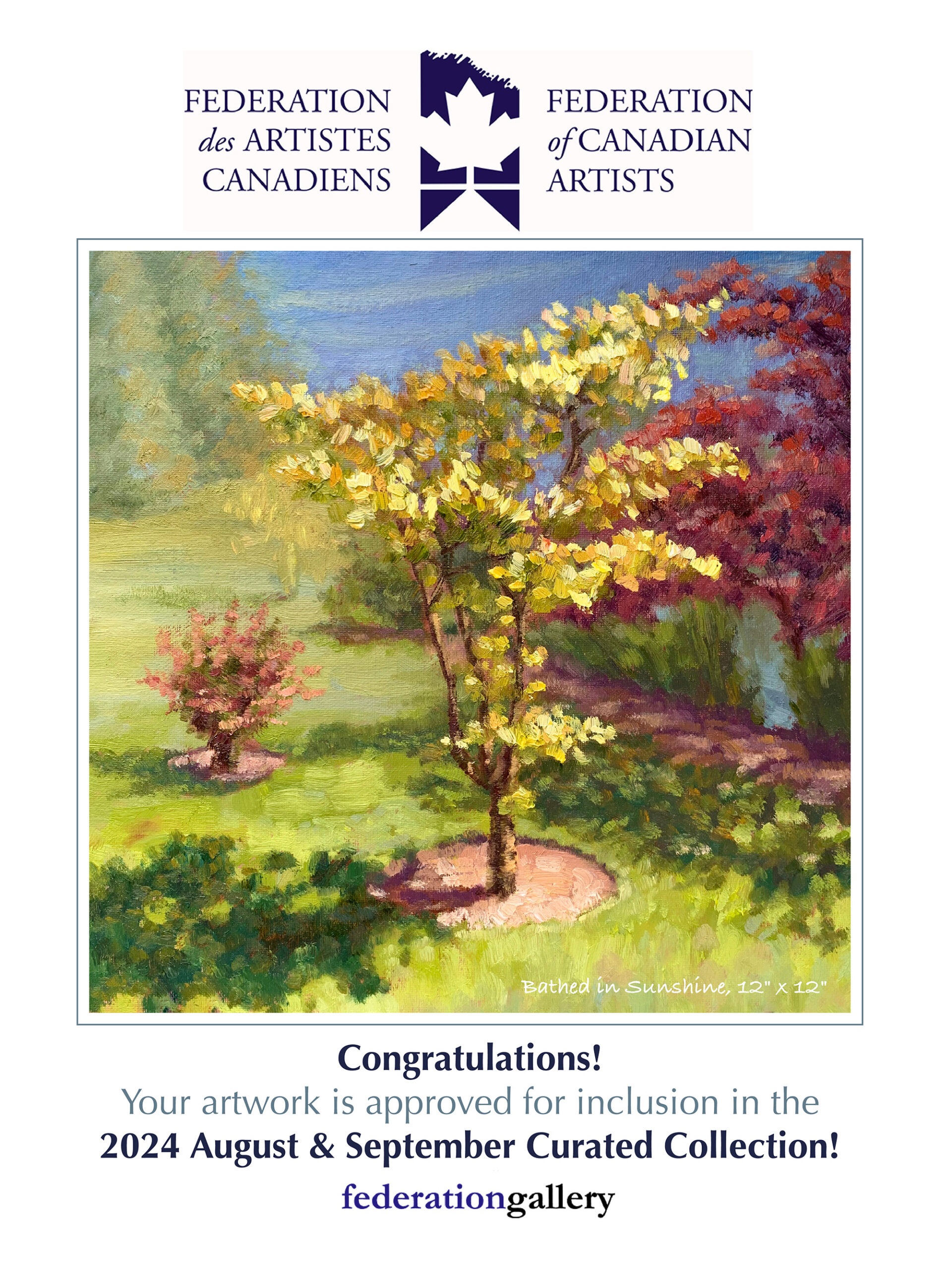 Bathed Sunshine — Dallas Deng oil painting, exhibition display, light and calm.