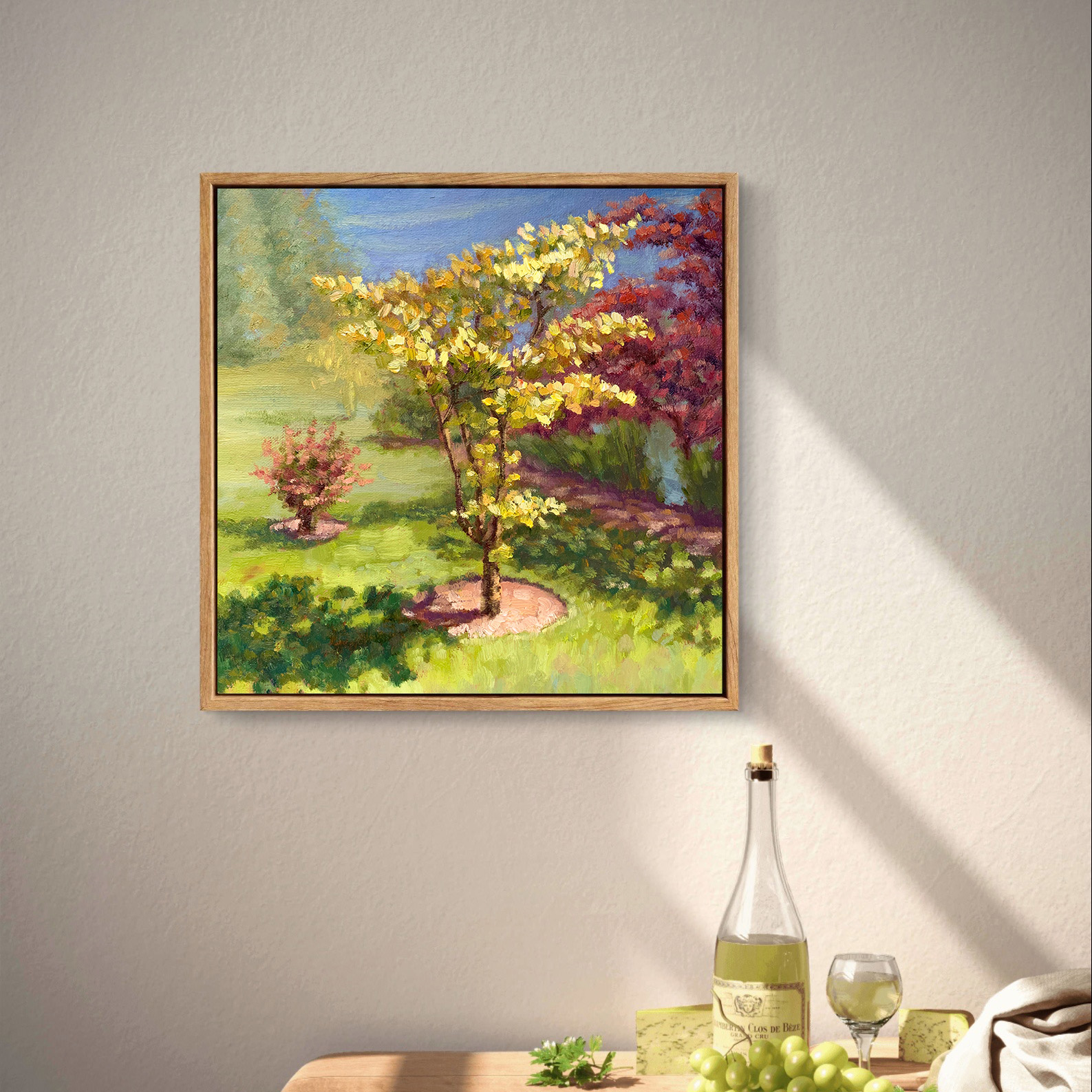 Bathed Sunshine — Dallas Deng oil painting, interior wall view, light and calm.