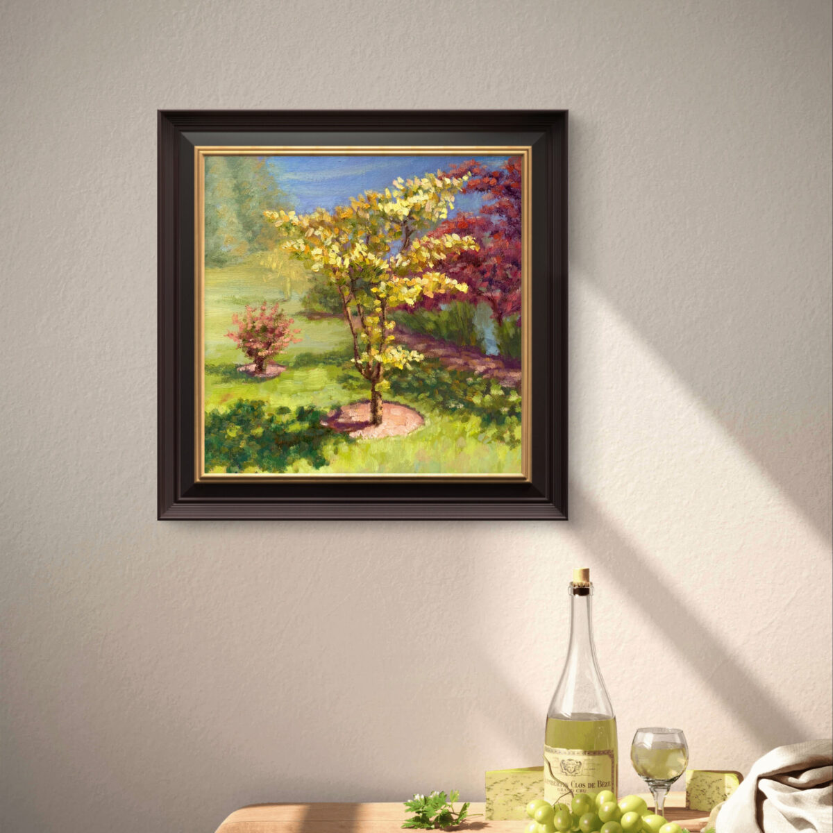 Bathed Sunshine — Dallas Deng oil painting, interior wall view, light and calm.