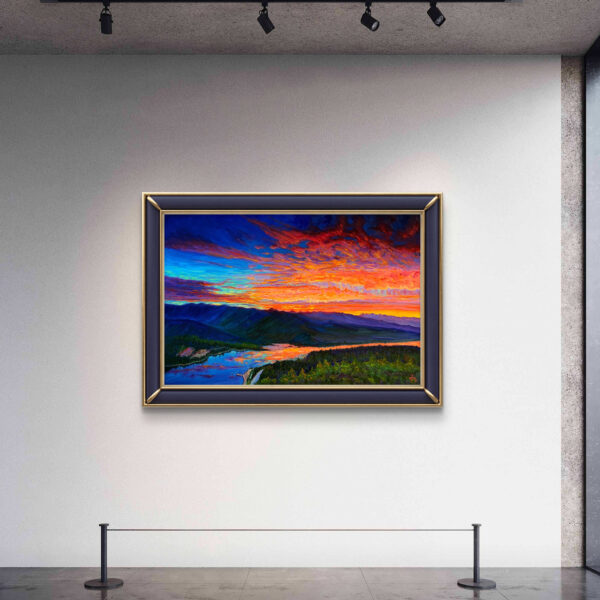 Before the World Wakes — Dallas Deng oil painting, interior wall view, light and calm.