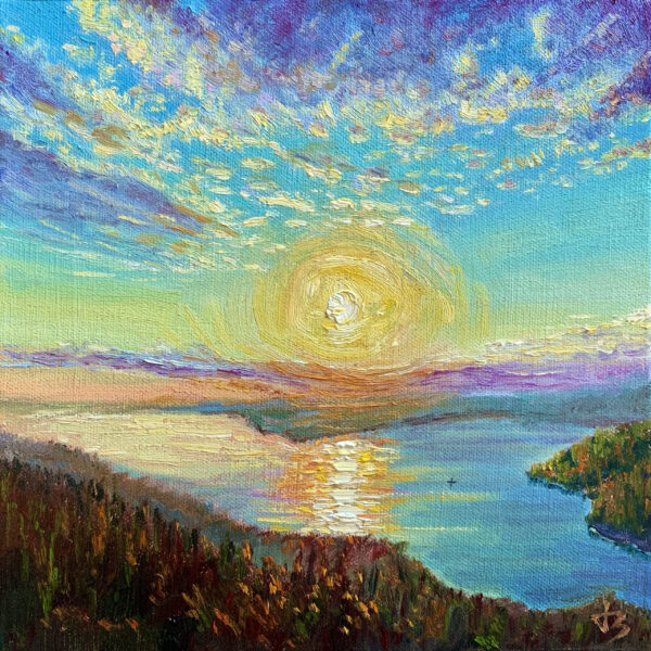 Beneath the Twilight Sky — Dallas Deng landscape oil painting, light and calm.