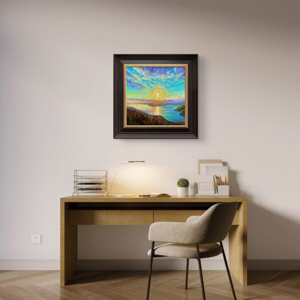 Beneath the Twilight Sky — Dallas Deng oil painting, interior wall view, light and calm.