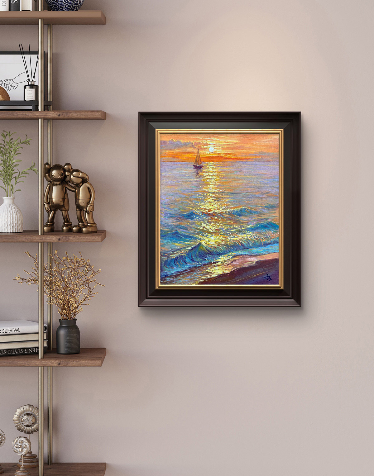 Chasing the Light — Dallas Deng oil painting, interior wall view, light and calm.