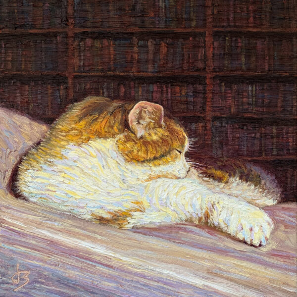 Cozy — Dallas Deng animal oil painting, light and calm.