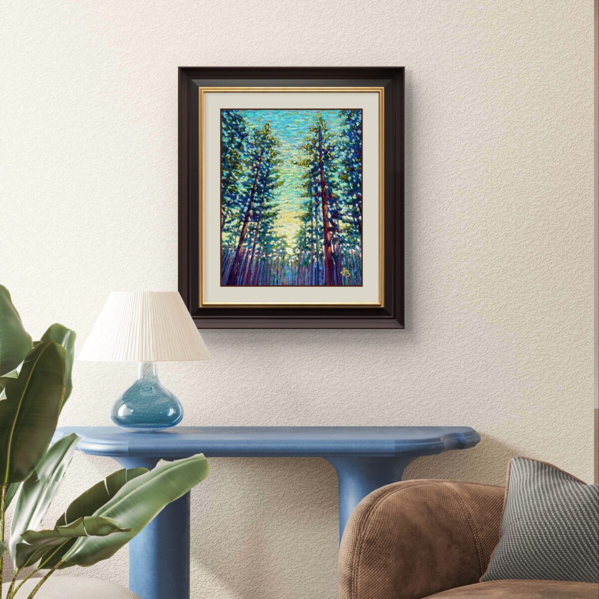 Echoes of the Canopy — Dallas Deng oil painting, interior wall view, light and calm.