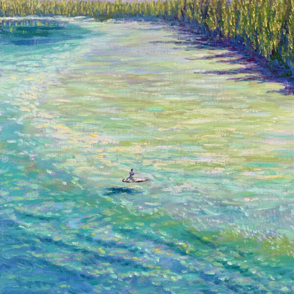 Emerald Calm — Dallas Deng landscape oil painting, light and calm.