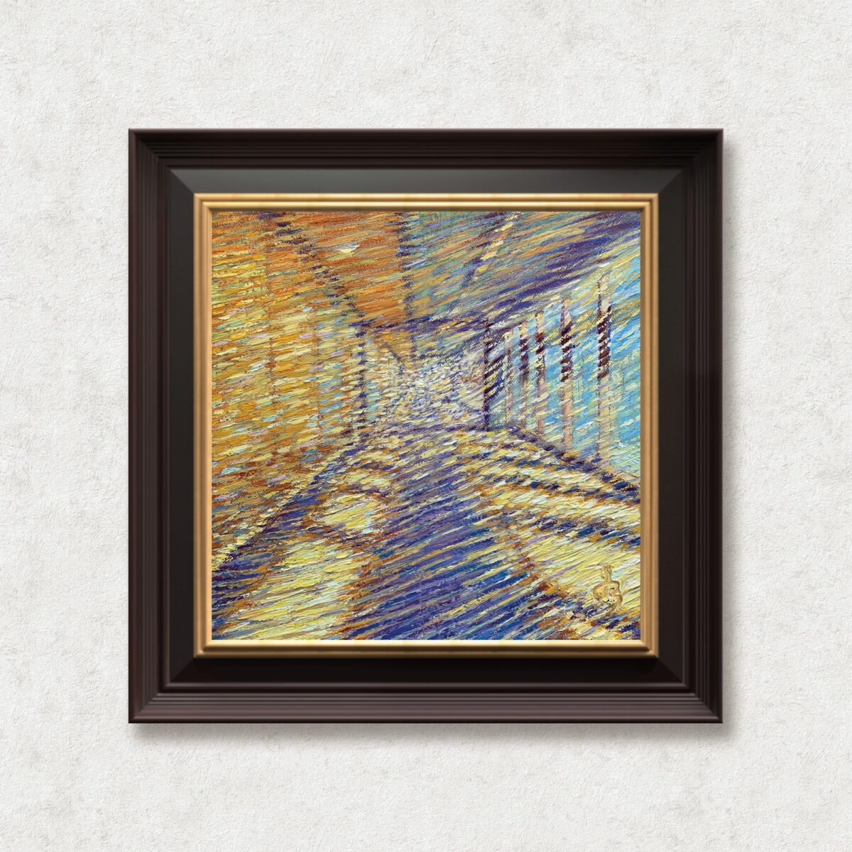 Endless — Dallas Deng oil painting, framed view, light and calm.