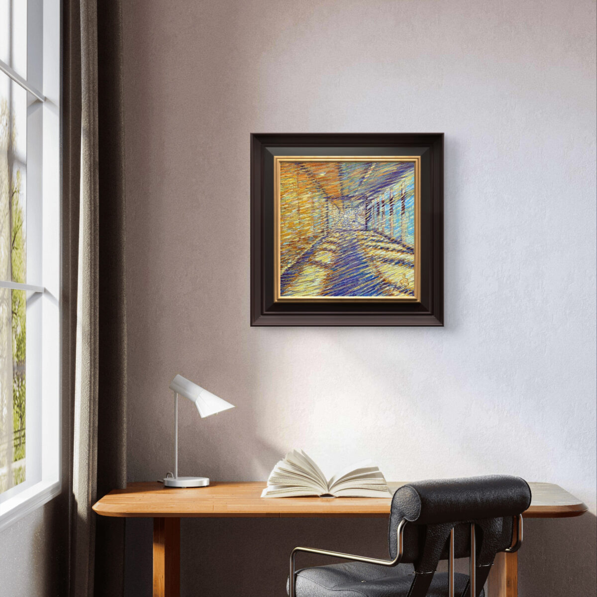 Endless 2 — Dallas Deng oil painting, interior wall view, light and calm.