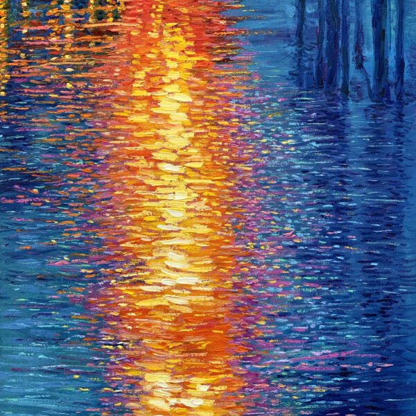 Fiery Current — Dallas Deng landscape oil painting, light and calm.