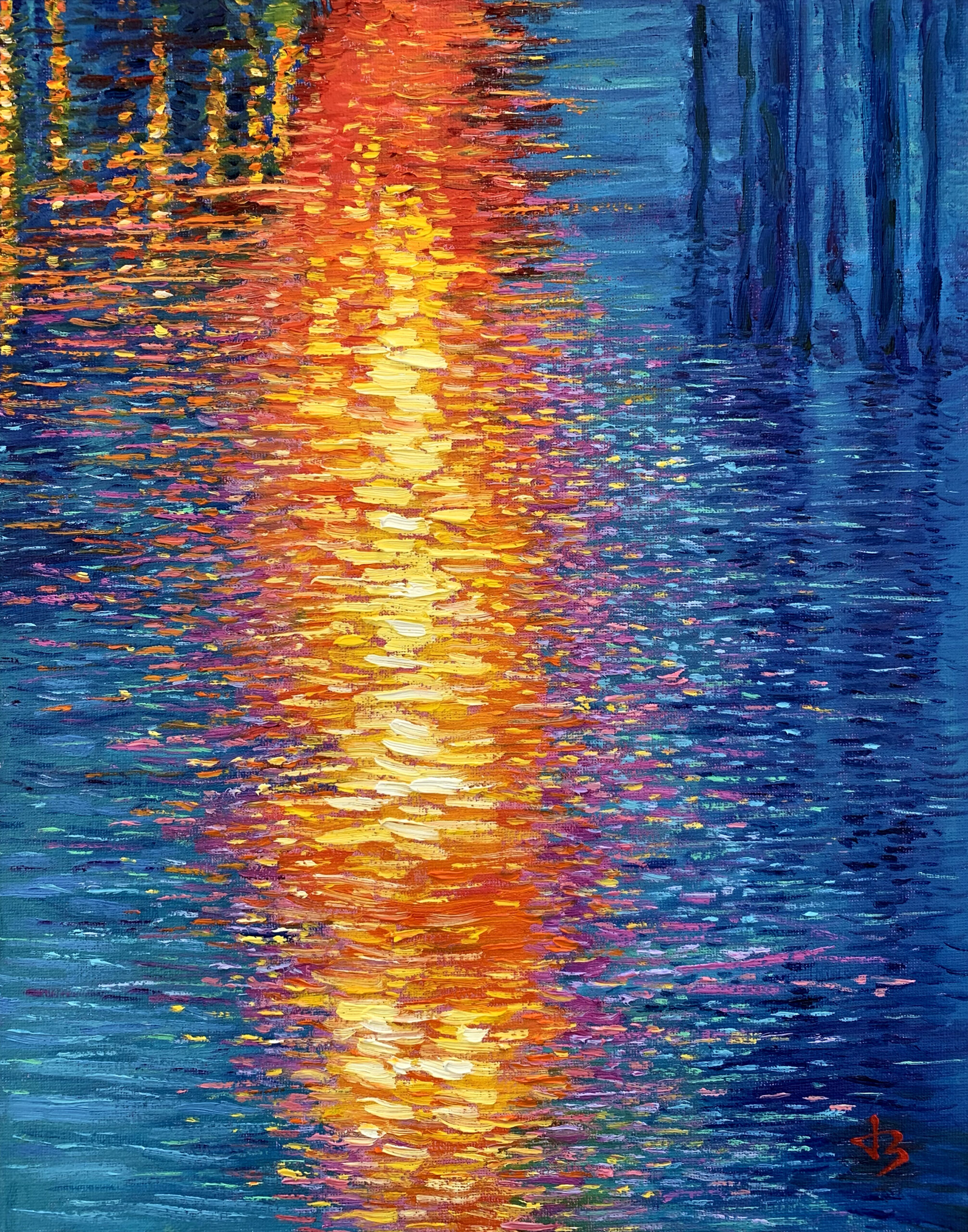 Fiery Current — Dallas Deng landscape oil painting, light and calm.