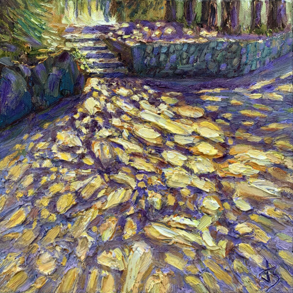 Footprints of Light — Dallas Deng landscape oil painting, light and calm.