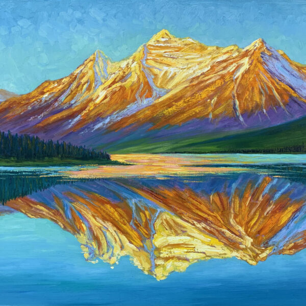 Golden Reflections — Dallas Deng landscape oil painting, light and calm.