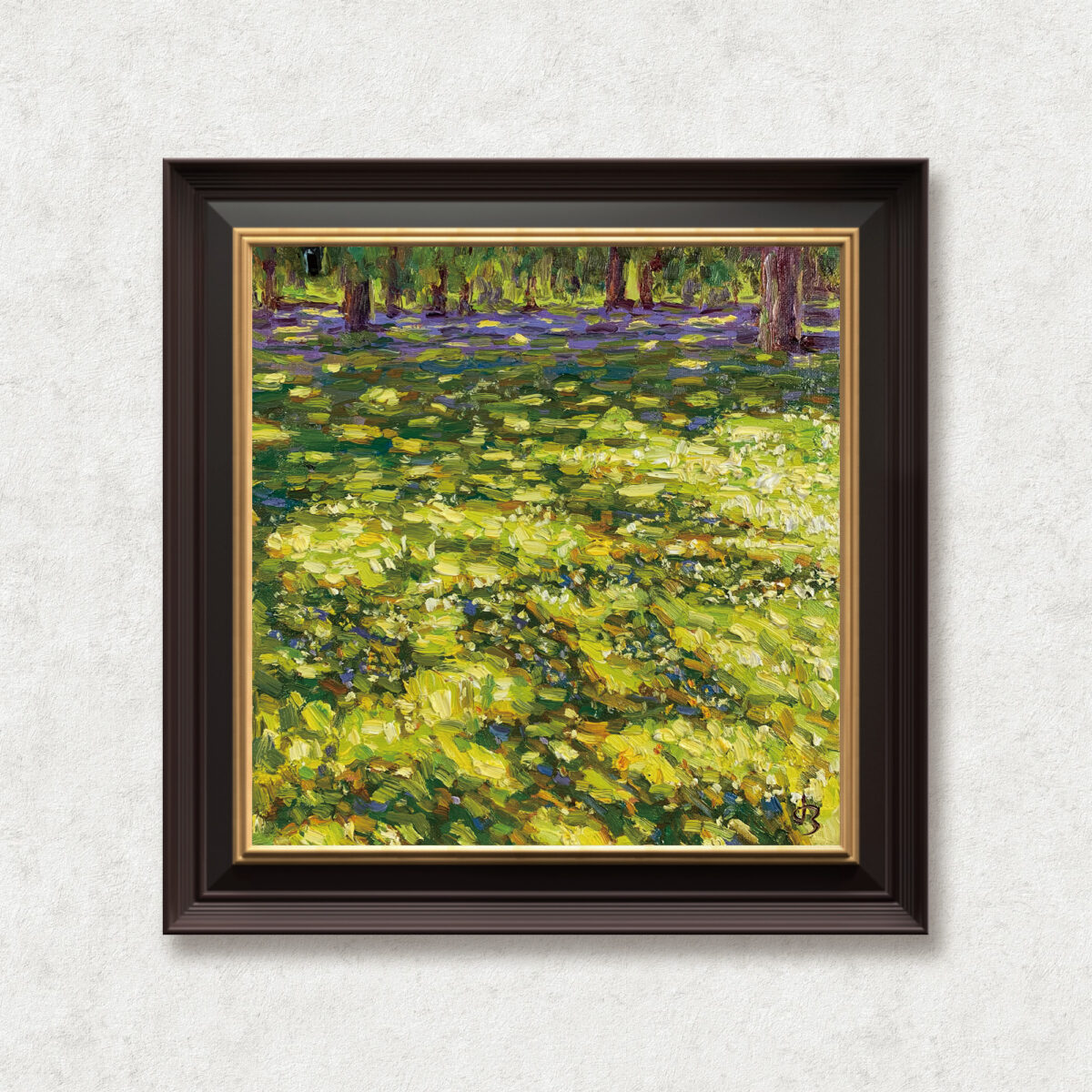 Grain Ear Green Ear — Dallas Deng oil painting, framed view, light and calm.