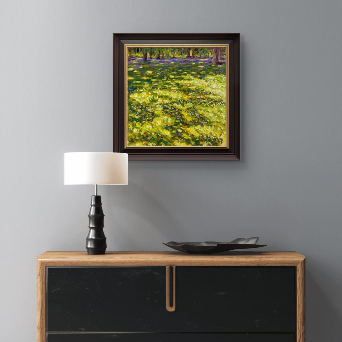 Grain Ear Green Ear — Dallas Deng oil painting, interior wall view, light and calm.