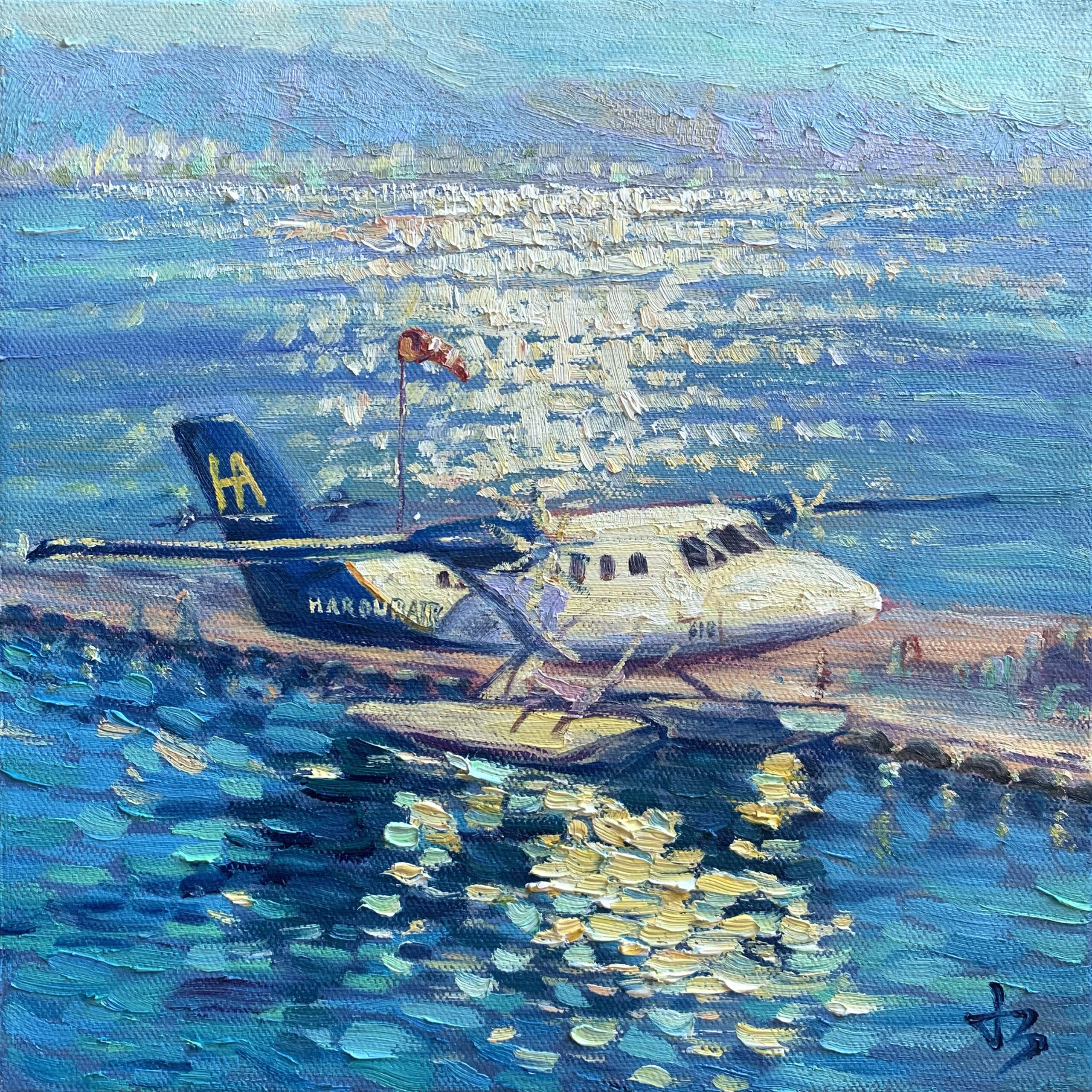 Harbour Light — Dallas Deng landscape oil painting, light and calm.