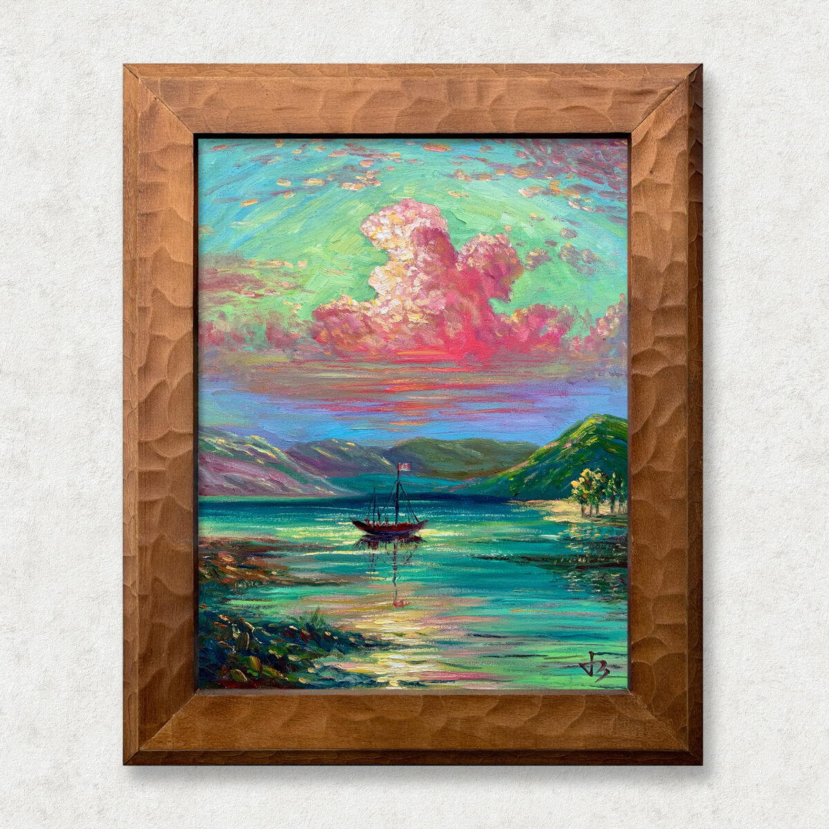 Homeward Glow 5 1 — Dallas Deng oil painting, framed view, light and calm.