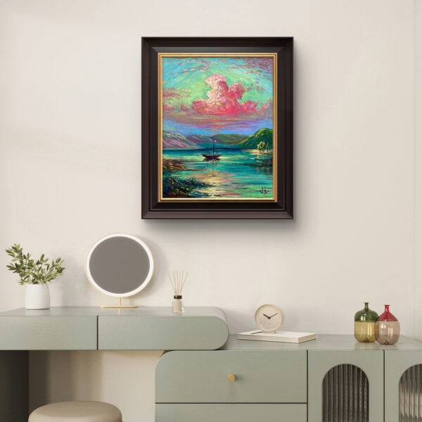 Homeward Glow — Dallas Deng oil painting, interior wall view, light and calm.