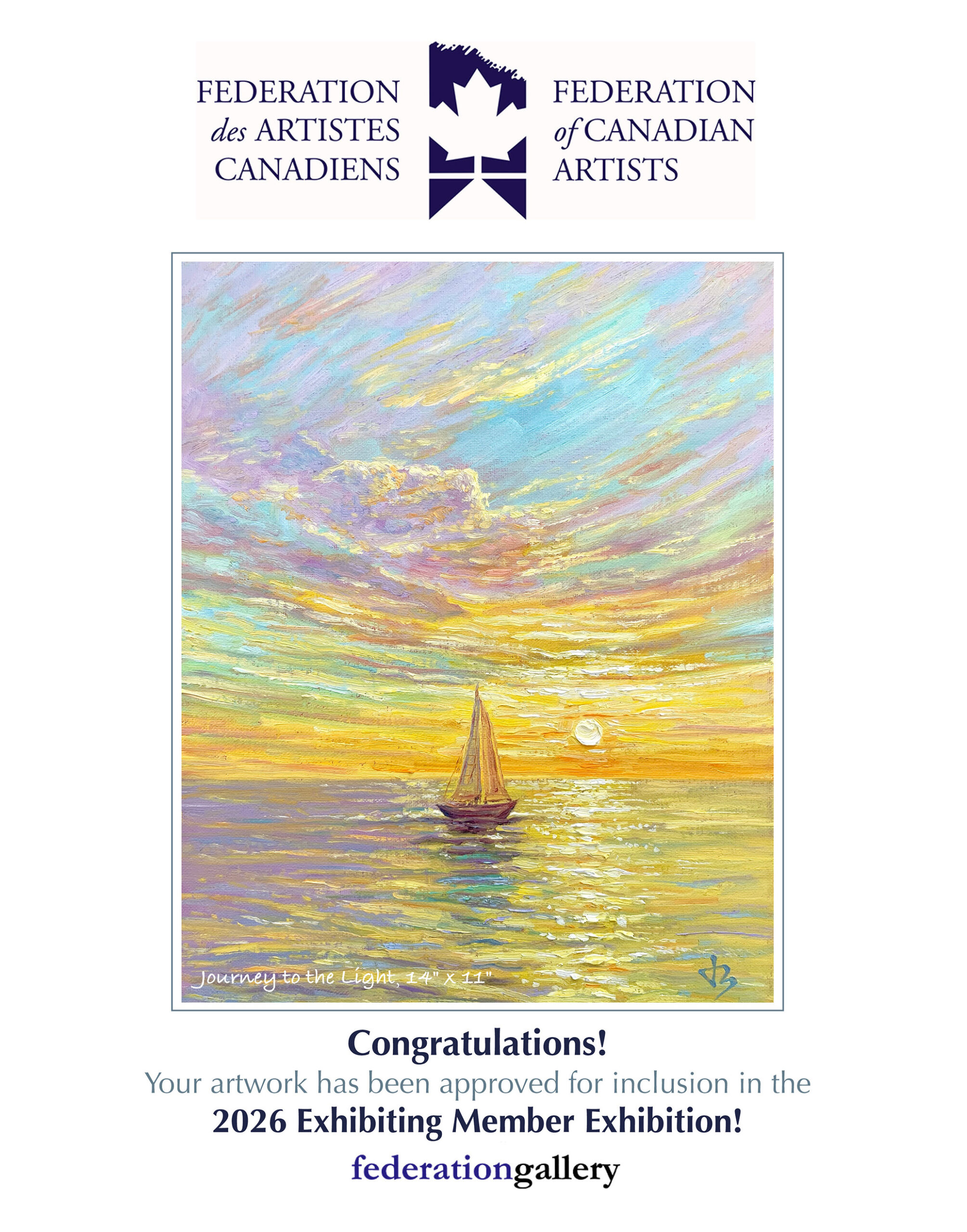 Journey to the Light — Dallas Deng oil painting, exhibition display, light and calm.