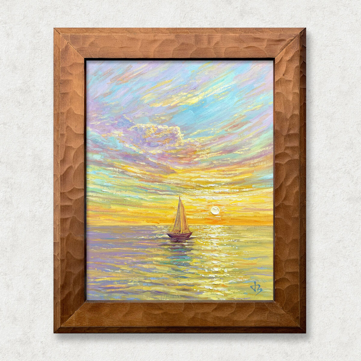 Journey to the Light 5 2 — Dallas Deng oil painting, framed view, light and calm.