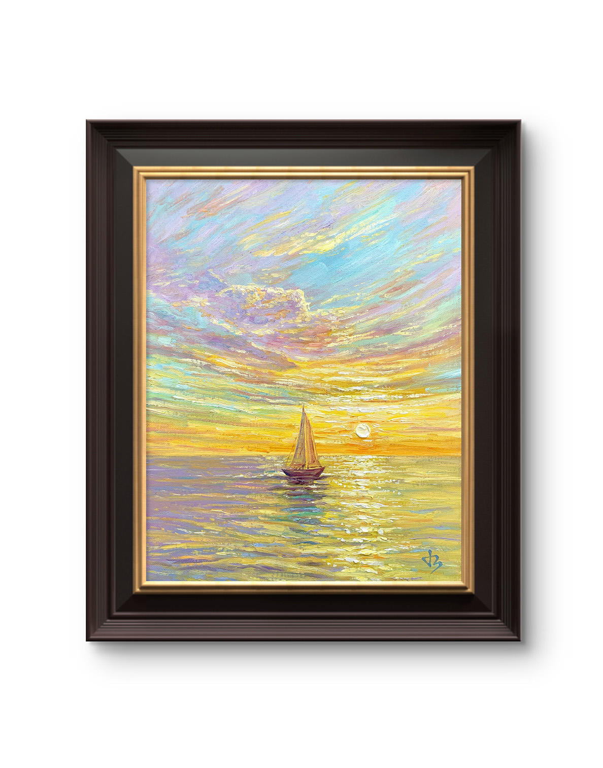 Journey to the Light — Dallas Deng oil painting, framed view, light and calm.