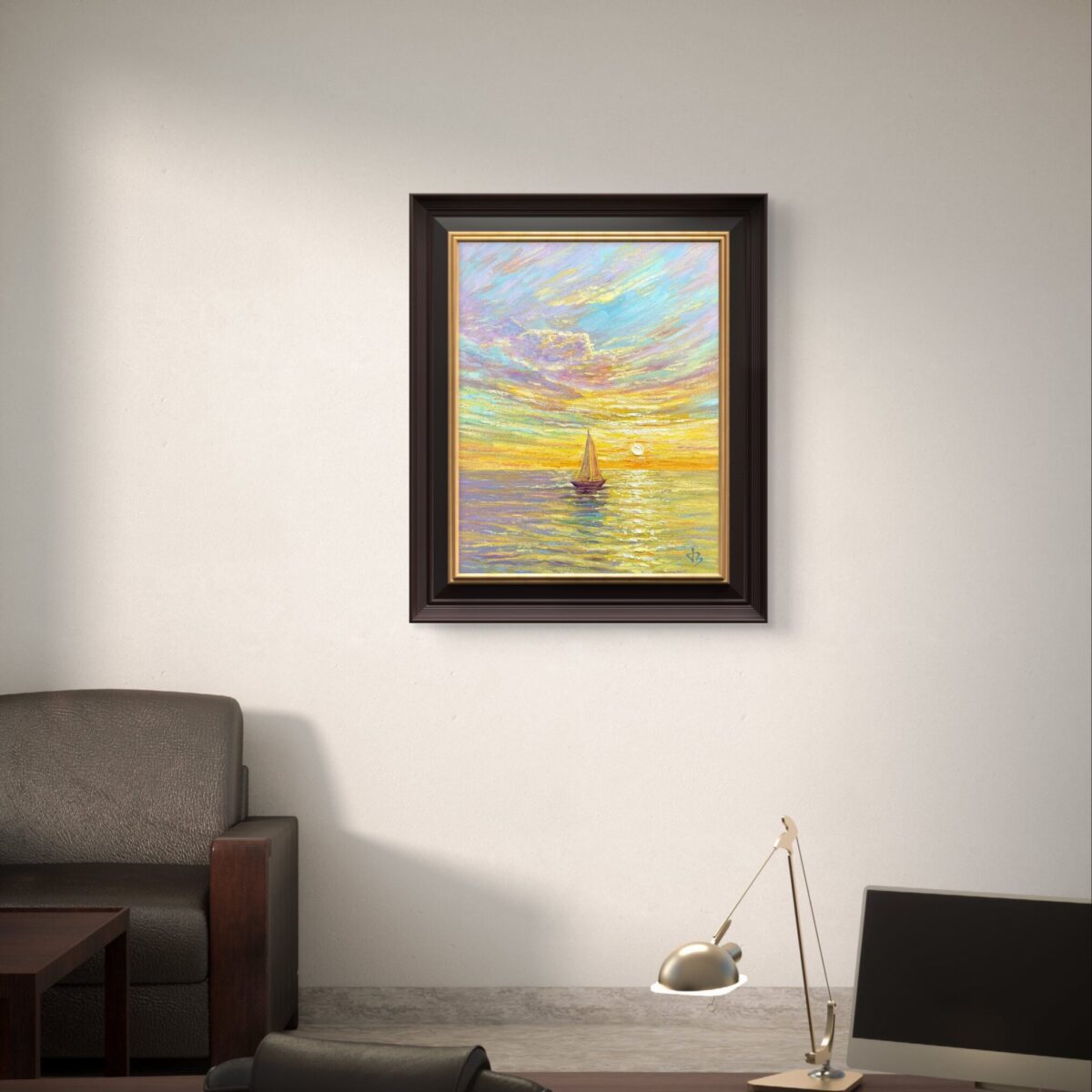 Journey to the Light — Dallas Deng oil painting, interior wall view, light and calm.