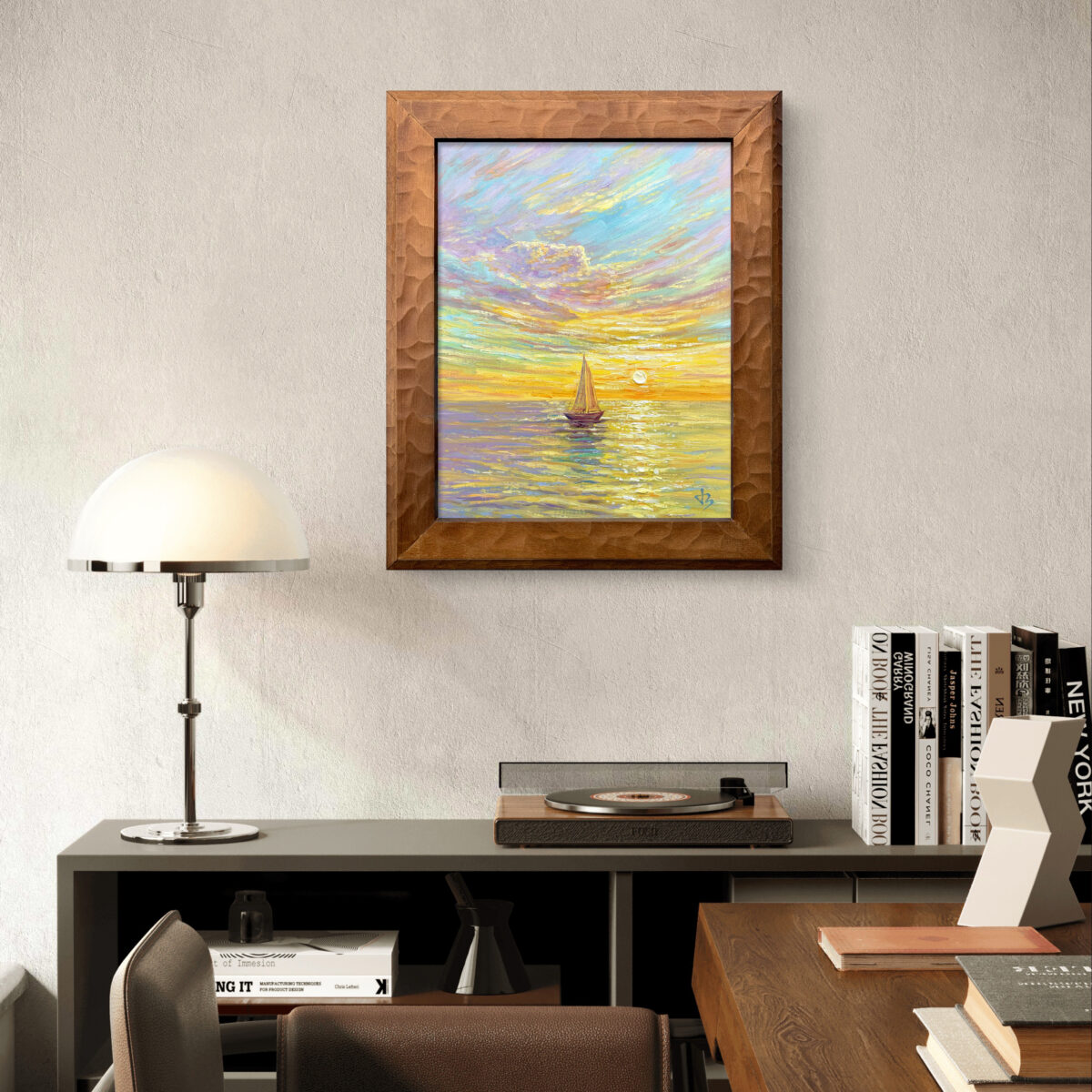 Journey to the Light — Dallas Deng oil painting, interior wall view, light and calm.