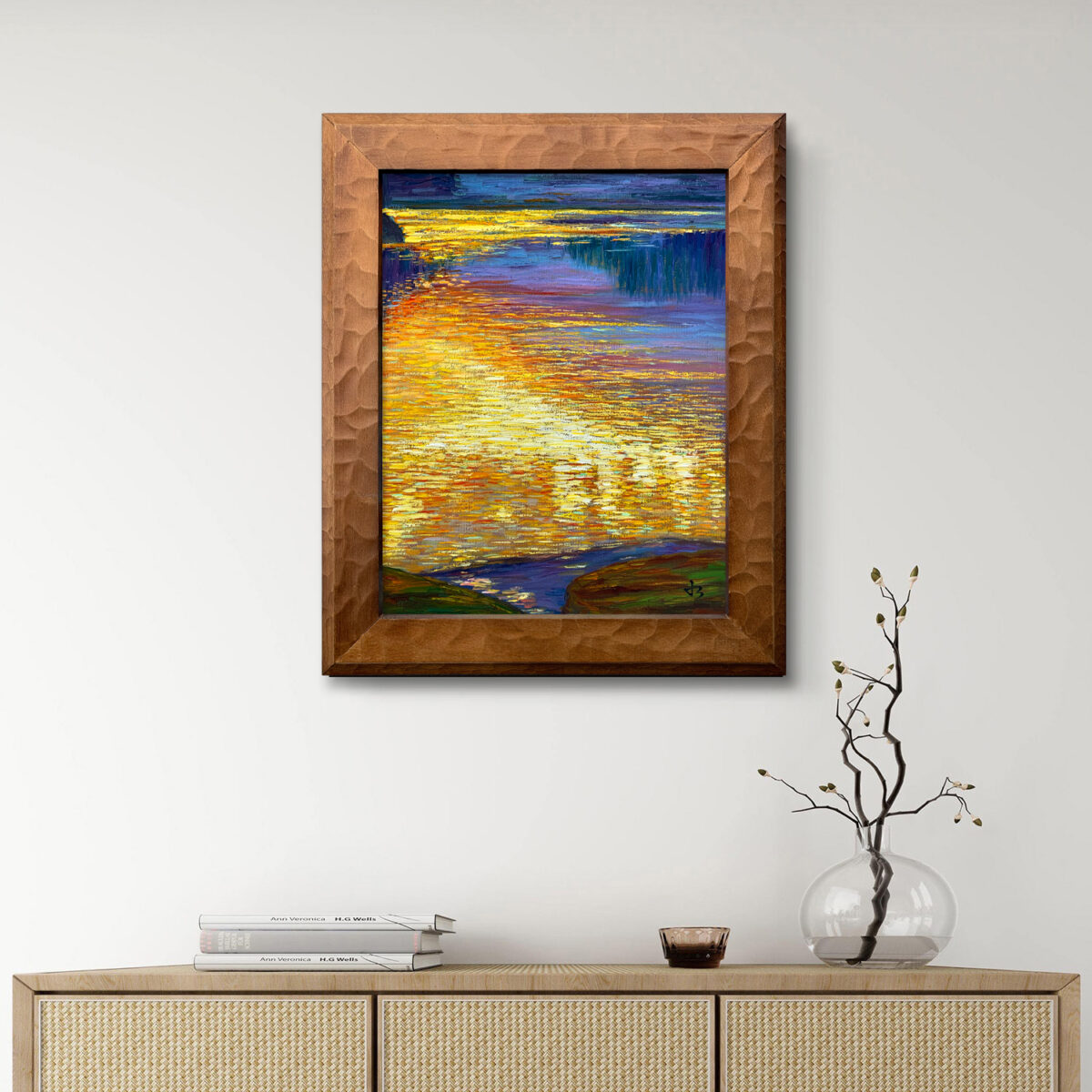 Luminous Stillness 2 — Dallas Deng oil painting, interior wall view, light and calm.