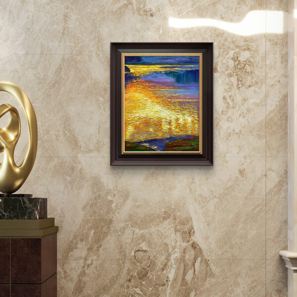 Luminous Stillness — Dallas Deng oil painting, interior wall view, light and calm.