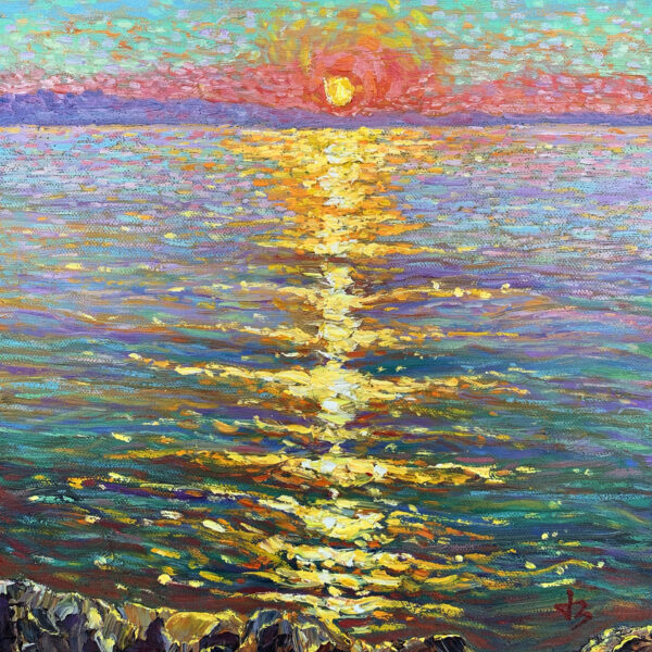 Oak Bay Awaken — Dallas Deng seascape oil painting, light and calm.