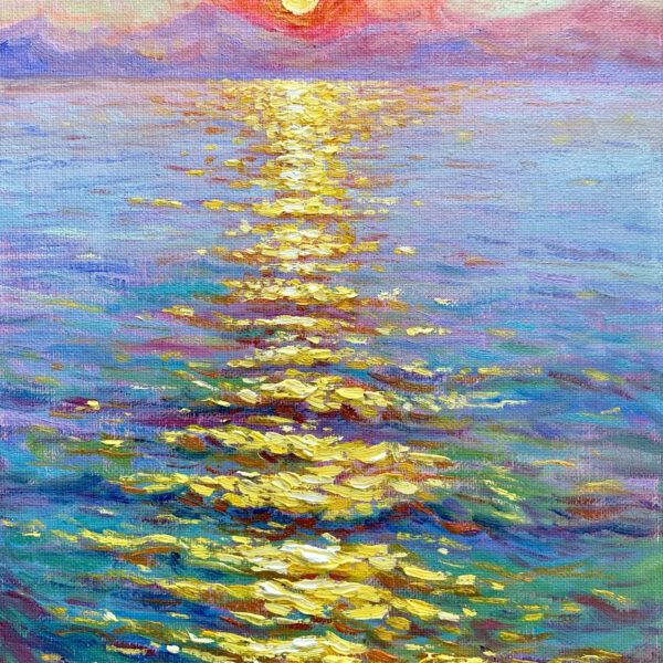 Peachy Cream — Dallas Deng seascape oil painting, light and calm.