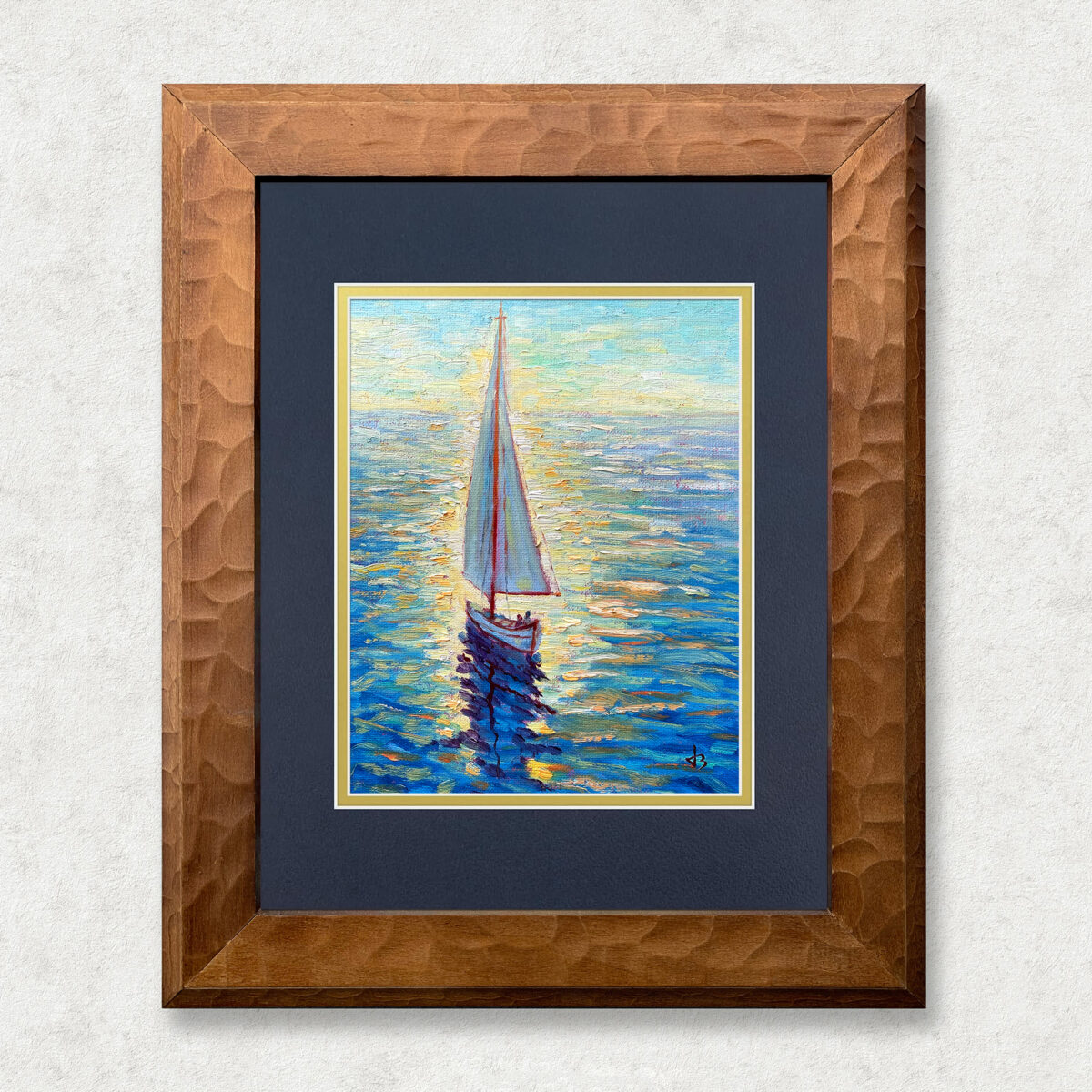 Pi Walnut — Dallas Deng oil painting, framed view, light and calm.