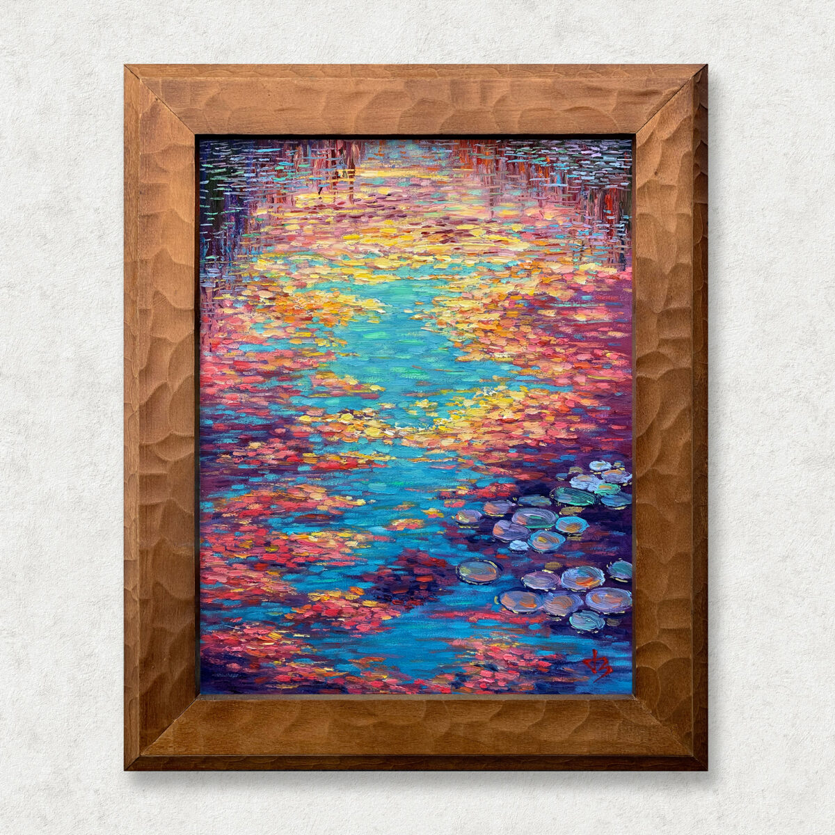 Realm of Flowing Light 5 2 — Dallas Deng oil painting, framed view, light and calm.