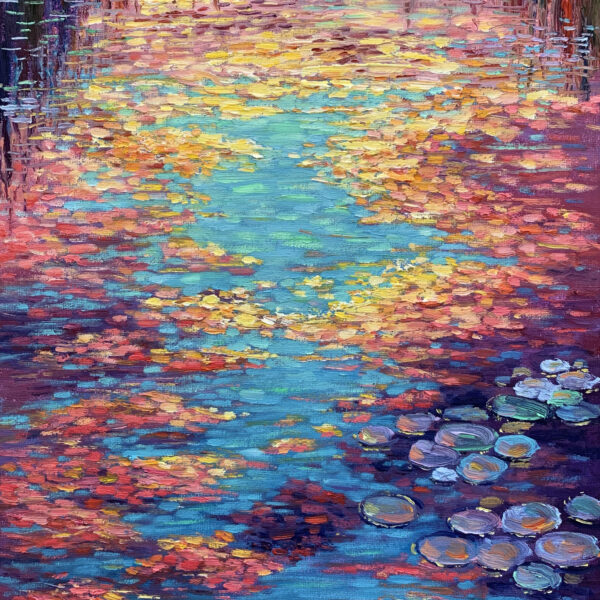 Realm of Flowing Light — Dallas Deng landscape oil painting, light and calm.