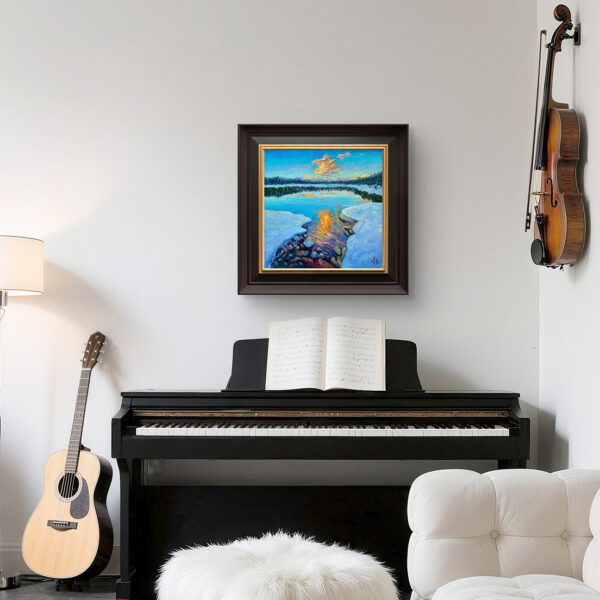 Realm of Ice and Flame — Dallas Deng oil painting, interior wall view, light and calm.