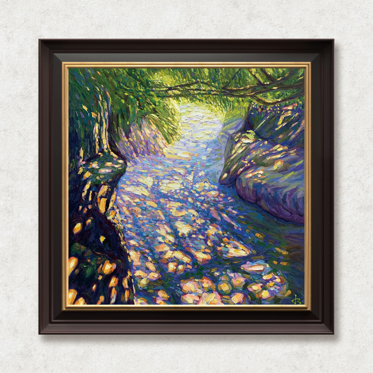 Recesses — Dallas Deng oil painting, framed view, light and calm.