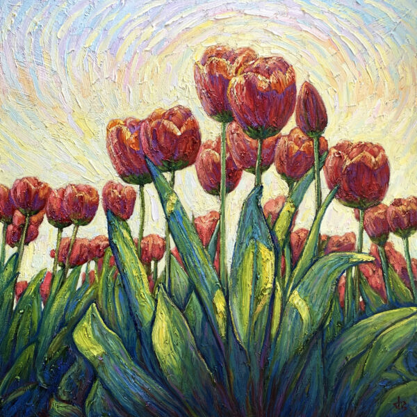 Red Mousse Cake — Dallas Deng oil painting, light and calm.