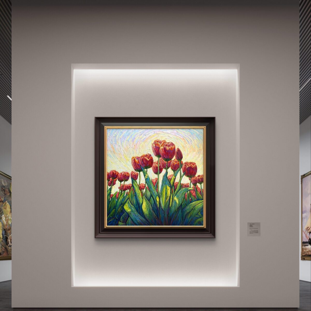 Red Mousse Cake — Dallas Deng oil painting, interior wall view, light and calm.