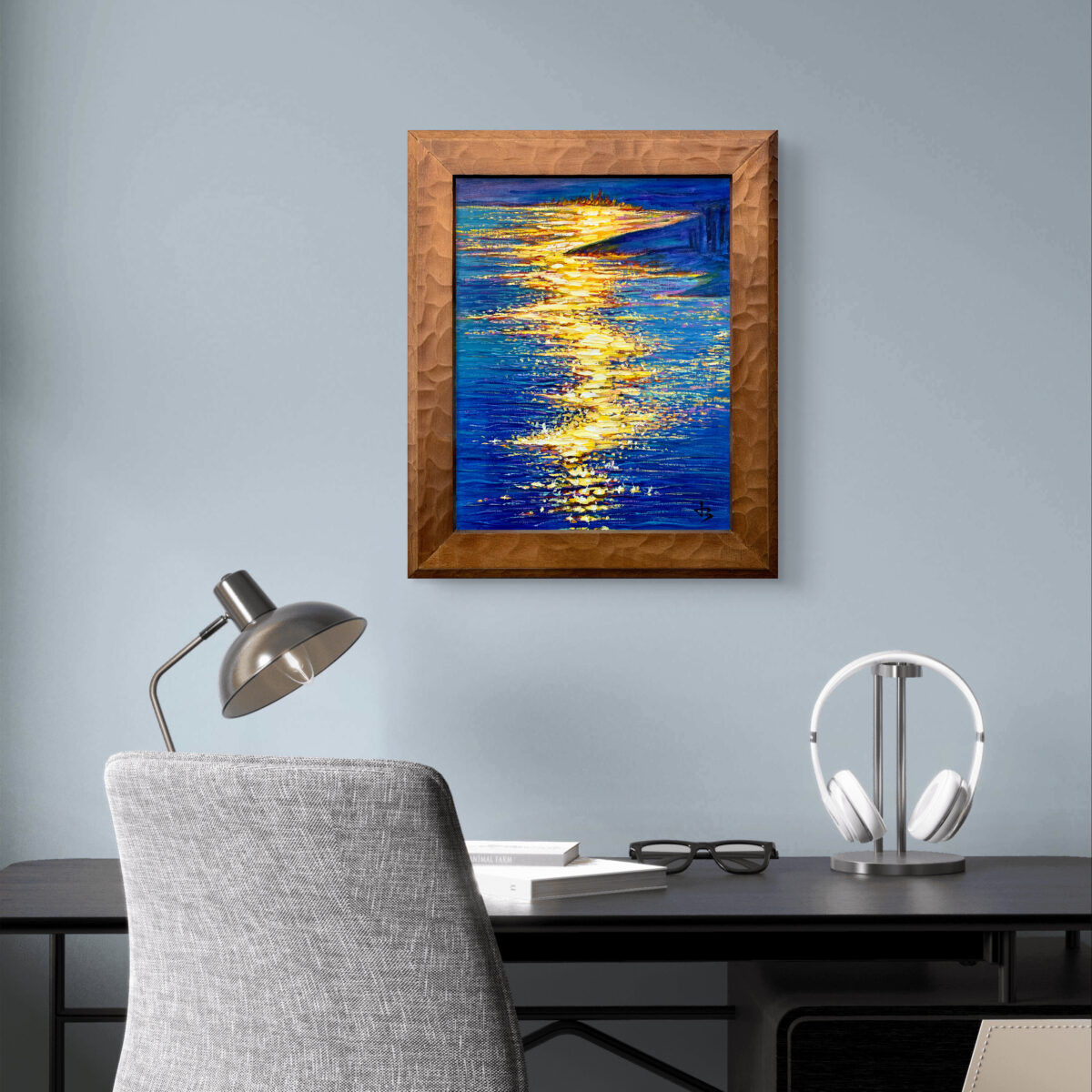 Rift of Light — Dallas Deng oil painting, interior wall view, light and calm.