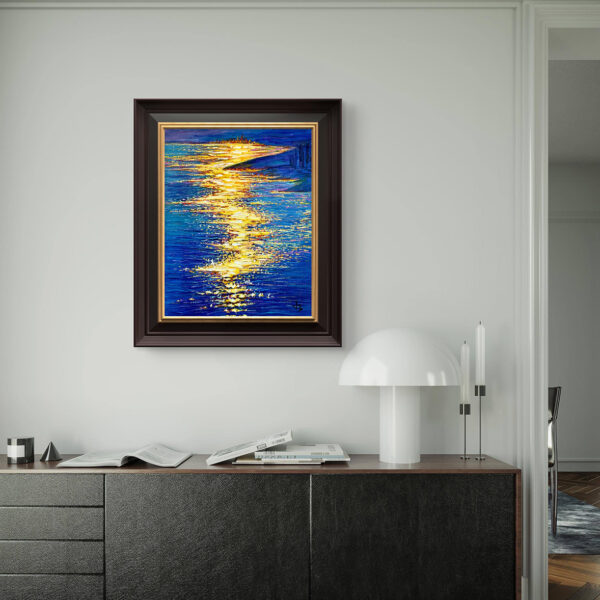 Rift of Light — Dallas Deng oil painting, interior wall view, light and calm.