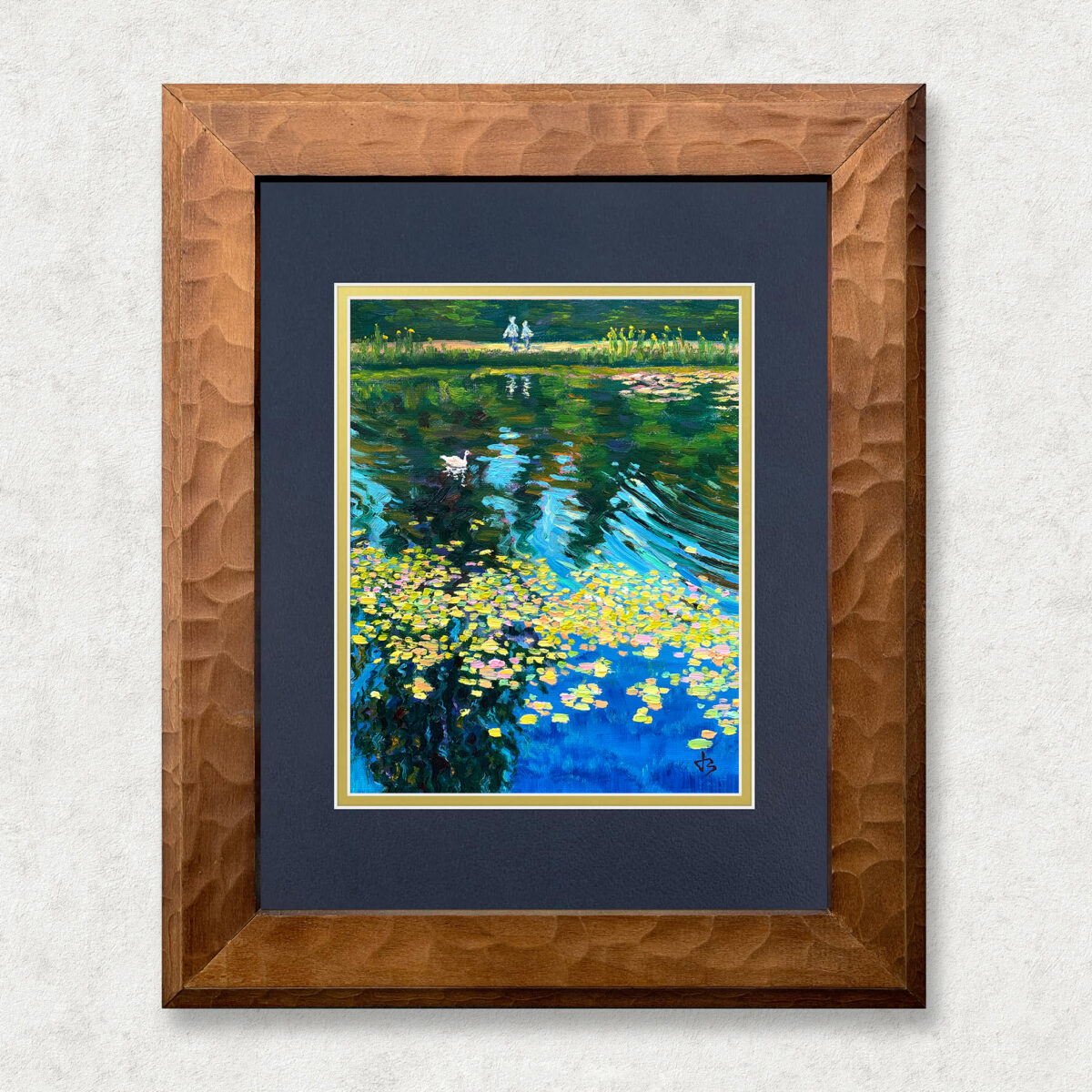 Ripples of Tiny Lotus Leaves 3 1 — Dallas Deng oil painting, framed view, light and calm.