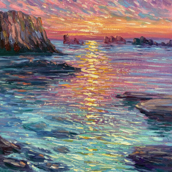 Sea at Dusk — Dallas Deng seascape oil painting, light and calm.