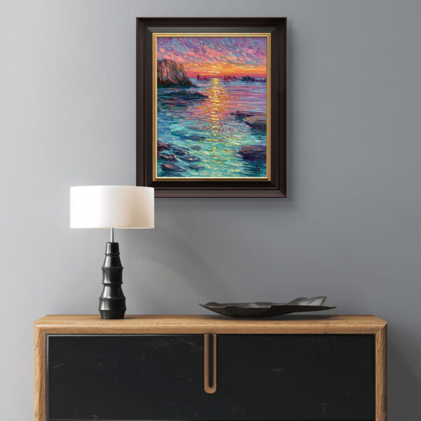 Sea at Dusk — Dallas Deng oil painting, interior wall view, light and calm.