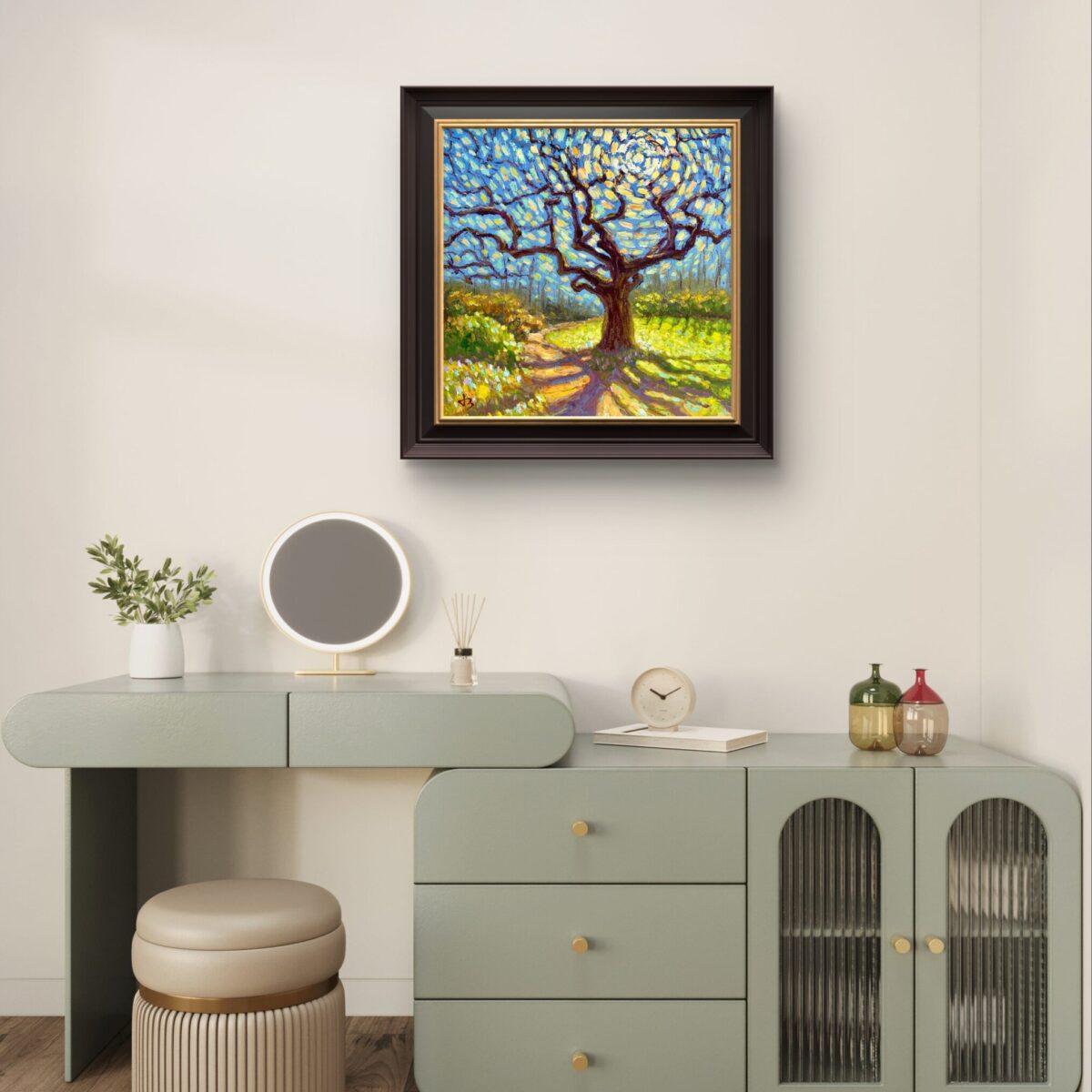 Sparkling Noon — Dallas Deng oil painting, interior wall view, light and calm.